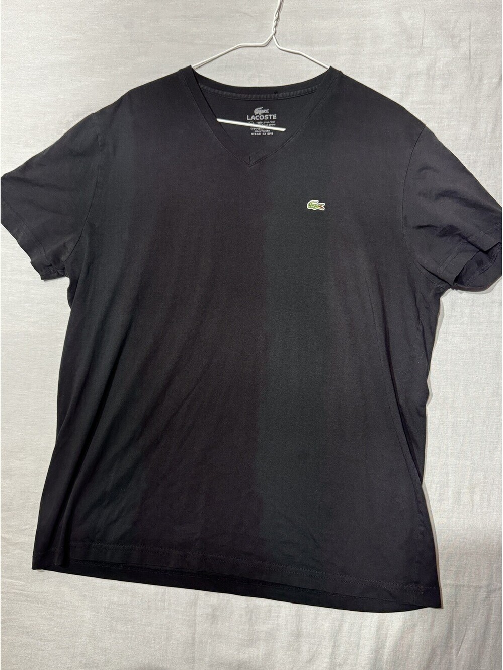 Lacoste T Shirt Men’s Small US Black V Neck Knit Short Sleeve